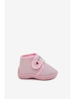 Dětské pantofle na suchý zip s pruhy světle růžové Lavelle Dětské pantofle na suchý zip s pruhy světle růžové Lavelle