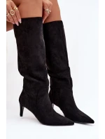 Kozačky Na Podpatku S Eko Černé model 21788139 - Boto Kozačky Na Podpatku S Eko Černé model 21788139 - Boto