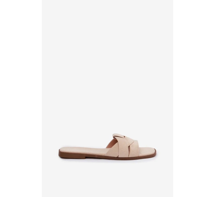 Dámské ploché sandály s Eko semišové světle béžové model 21943332 - Boto
