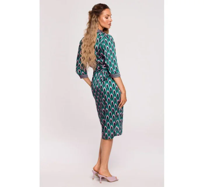 M668 Zavinovací šaty s potiskem - model 1 M668 Zavinovací šaty s potiskem - model 1