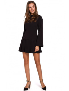 K021 Mini šaty s projmutým spodním lemem - černé