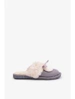 Dámské Pantofle S Kožešinou Šedé Nartani
