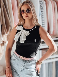 Dámské tričko bez ramínek s mašlí PERBOW černé Dstreet RY2733