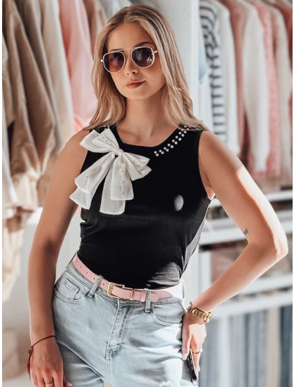 Dámské tričko bez ramínek s mašlí PERBOW černé Dstreet RY2733