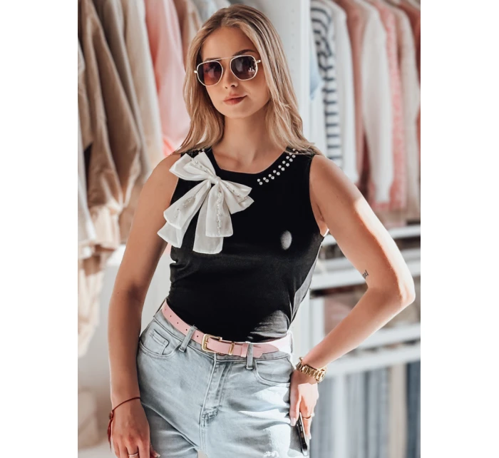 Dámské tričko bez ramínek s mašlí PERBOW černé Dstreet RY2733