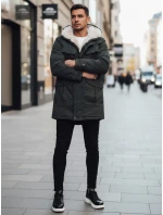 Pánská zimní bunda parka s kapucí zelená FashionStreet TX4961z Pánská zimní bunda parka s kapucí zelená FashionStreet TX4961z