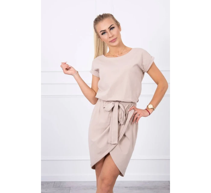 Šaty s obálkou dole béžové