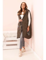Dámská prošívaná vesta Plus Size s kapucí na zip khaki