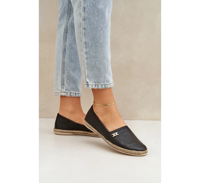 Elegantní Kožené Espadrilky Dámské model 21684110 Černé - Zazoo