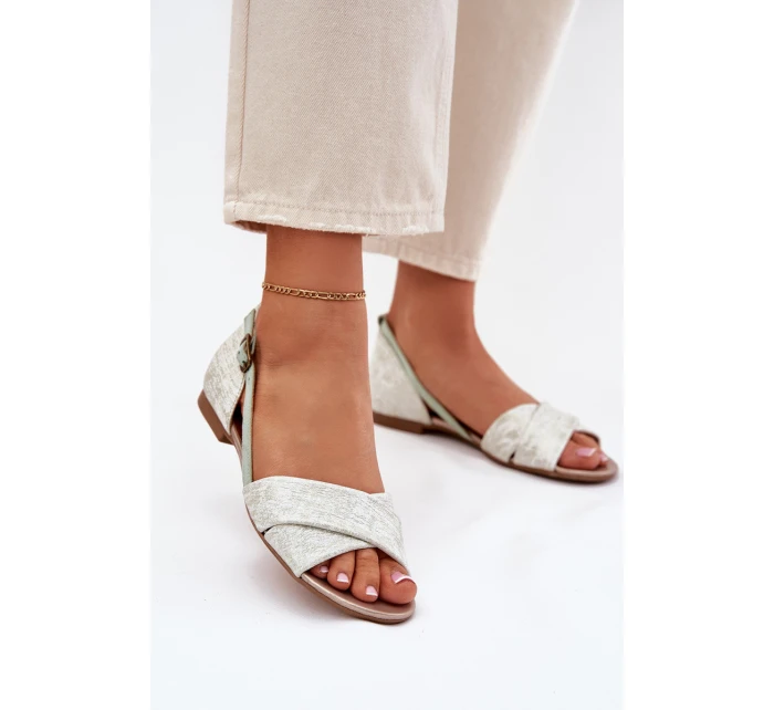 Kožené Ploché Sandály model 21699746 Mátové - Maciejka