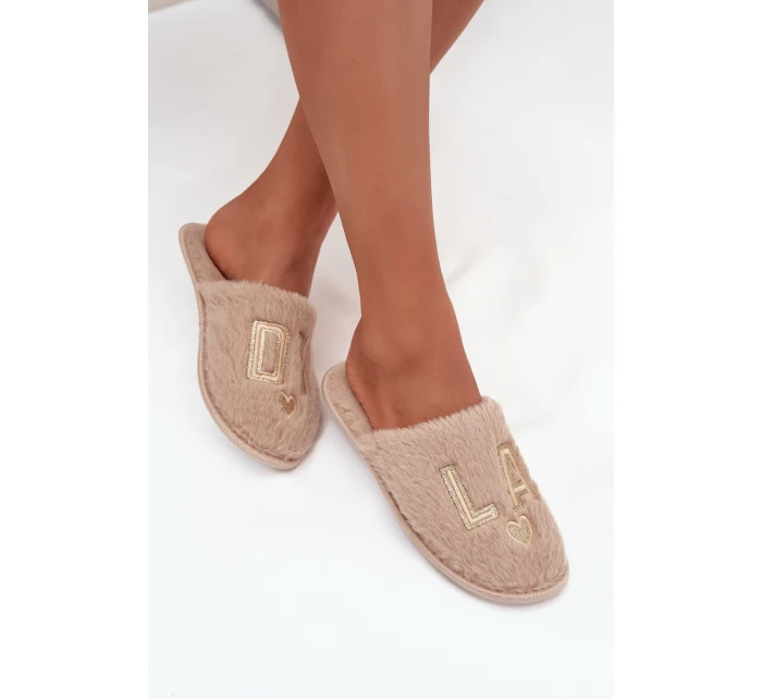 Dámské pantofle s kožešinou LADY model 21710300 béžové - VINCEZA