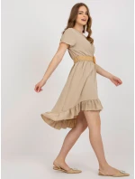 Sukienka DHJ SK model 21110918 beżowy - FPrice Sukienka DHJ SK model 21110918 beżowy - FPrice