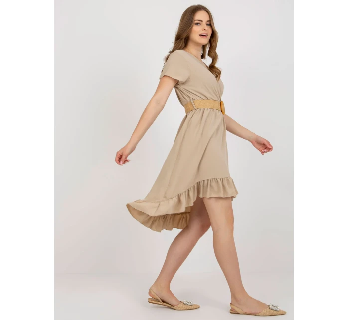 Sukienka DHJ SK model 21110918 beżowy - FPrice Sukienka DHJ SK model 21110918 beżowy - FPrice