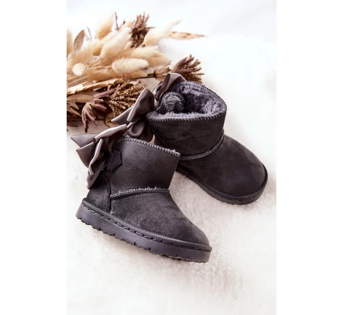 Dětské Teplé Sněhule S mašlí Šedé Snowis