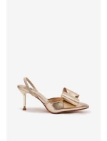 Lodičky s odkrytou patou a mašlí Eklevia – zlaté Lodičky s odkrytou patou a mašlí Eklevia – zlaté