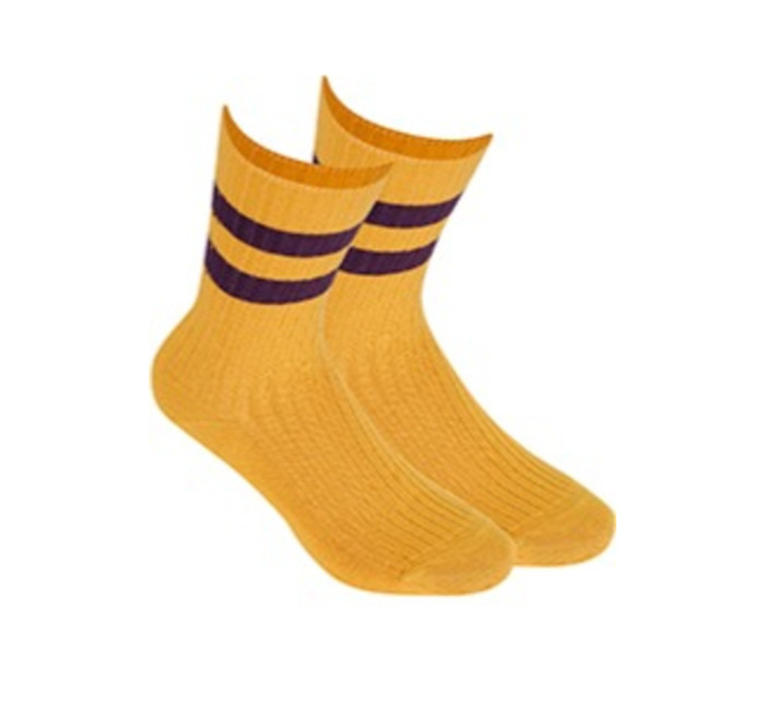 Netlačící dámské žebrované ponožky W.995