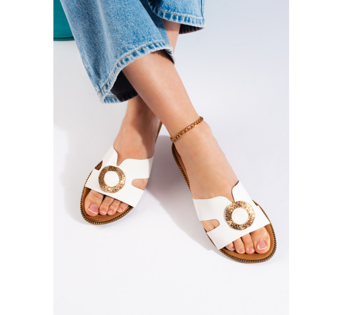 Výborné  sandály bílé dámské bez podpatku