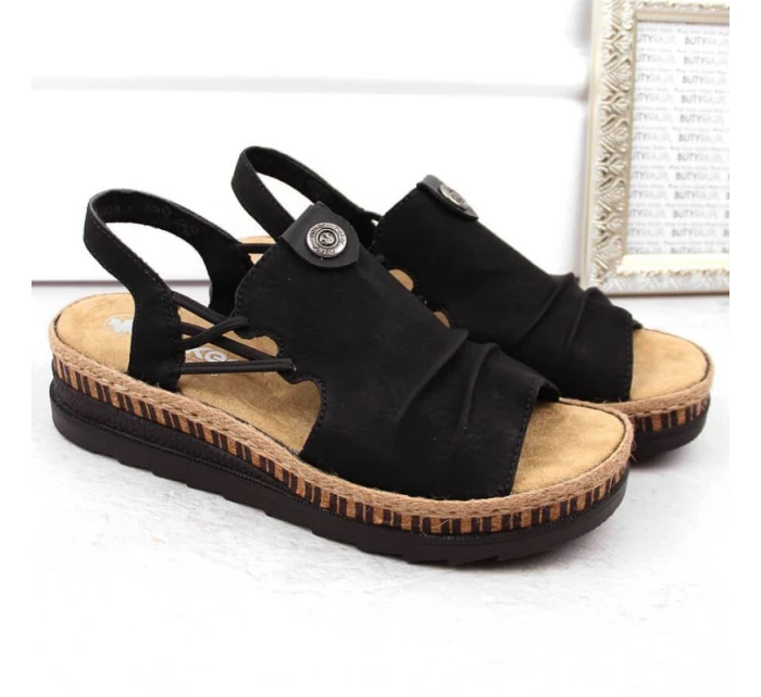 Pohodlné sandály W model 22018139 black - Rieker Pohodlné sandály W model 22018139 black - Rieker