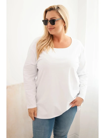 Dámská blůza Plus Size s lodičkovým výstřihem bílá