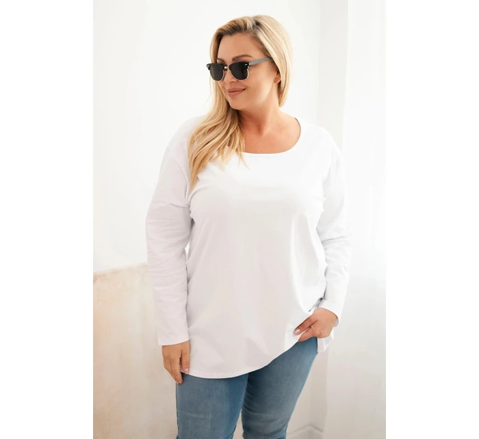Dámská blůza Plus Size s lodičkovým výstřihem bílá