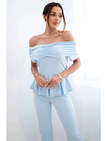 Dámský bavlněný komplet s krátkým rukávem a šortkami žlutý