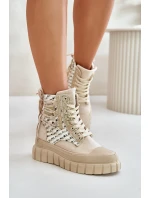 Vysoké Dámské Tenisky Na Masivní Platformě Světle Béžové Kernia Vysoké Dámské Tenisky Na Masivní Platformě Světle Béžové Kernia