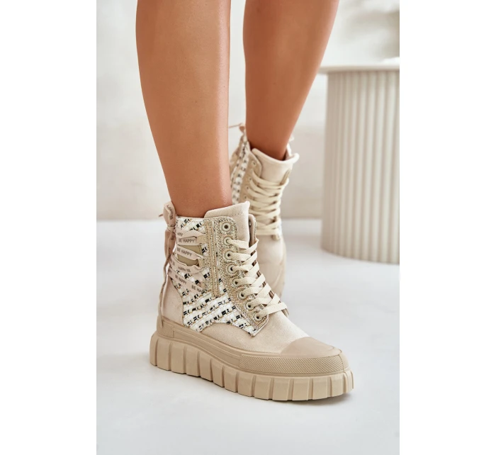 Vysoké Dámské Tenisky Na Masivní Platformě Světle Béžové Kernia Vysoké Dámské Tenisky Na Masivní Platformě Světle Béžové Kernia