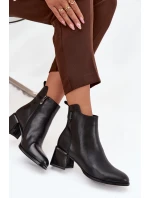 Dámské kožené kotníkové boty na podpatku vyhřívané černé model 21711915 - Boto