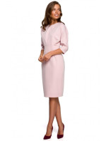 Dámské šaty s netopýřími rukávy model 19143799 Pudr růžová - STYLOVE