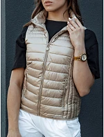 Dámská prošívaná vesta se stojáčkem TY4439 béžová  - FashionStreet