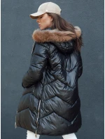 Dámská prošívaná zimní bunda z umělé kožešiny s kapucí LAGOON černá FashionStreet TY4499 Dámská prošívaná zimní bunda z umělé kožešiny s kapucí LAGOON černá FashionStreet TY4499