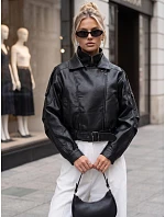 Krátká černá kožená bunda ve stylu Ramones od FashionStreet TY5844 Krátká černá kožená bunda ve stylu Ramones od FashionStreet TY5844