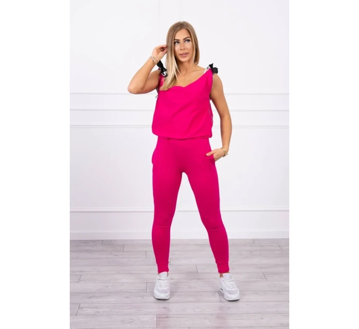 Kalhoty/oblek s nápisem selfie fuchsiová Kalhoty/oblek s nápisem selfie fuchsiová