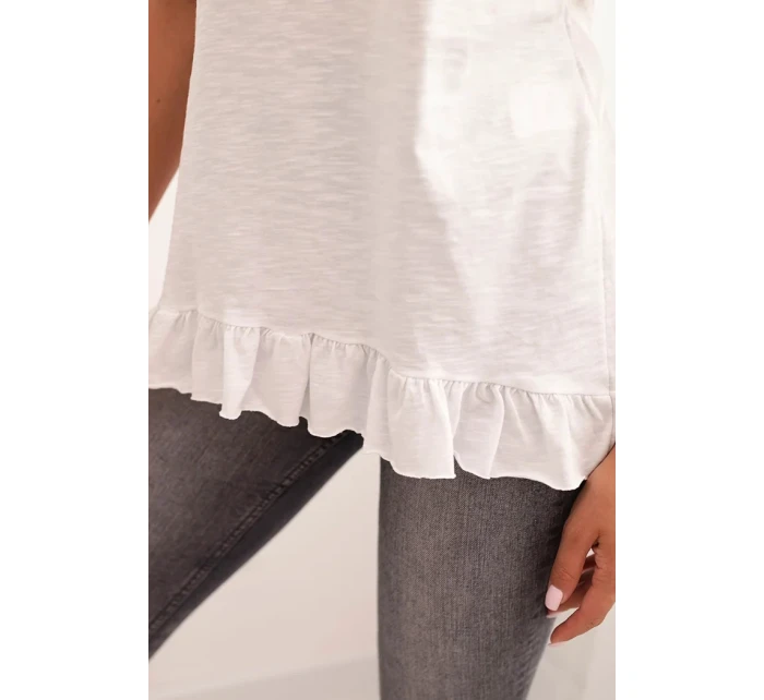 Dámská blůza s volánem dole bílá