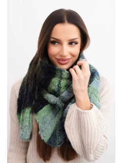 Dámský vlněný šál měkký a teplý v barevných pruzích KN19 zelený