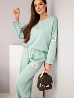 Dámská souprava máslíčko mikina + kalhoty tmavě mentolová