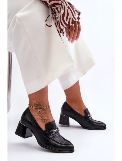 Pohodlné kožené lodičky černé model 21630117 - Boto