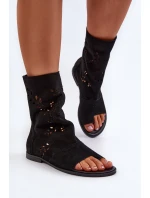 Zazoo 3437 Dámské Semišové Sandály S Hřebínkem Na Zip Černé Zazoo 3437 Dámské Semišové Sandály S Hřebínkem Na Zip Černé