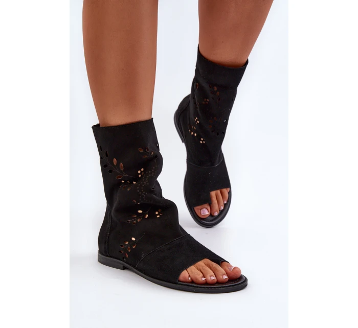 Zazoo 3437 Dámské Semišové Sandály S Hřebínkem Na Zip Černé Zazoo 3437 Dámské Semišové Sandály S Hřebínkem Na Zip Černé