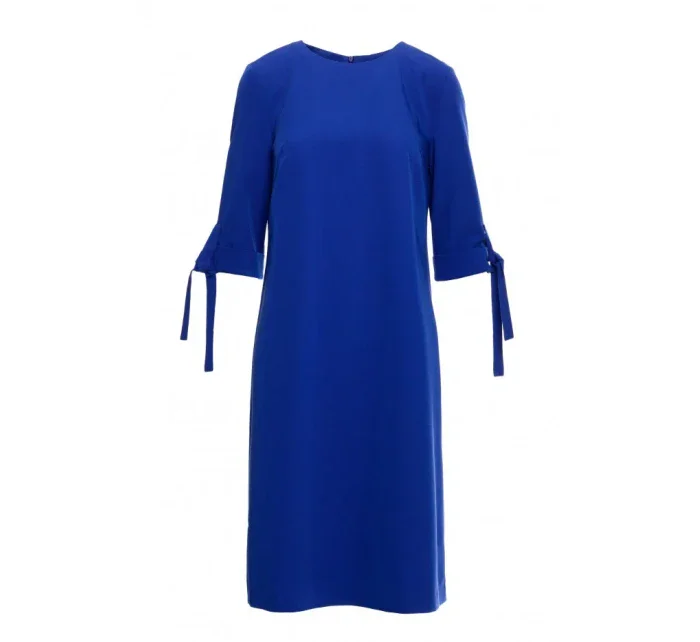 S393 Šaty áčkového střihu s vázacími rukávy - královsky modré S393 Šaty áčkového střihu s vázacími rukávy - královsky modré
