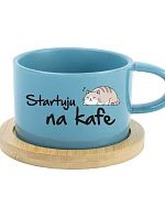 STARTUJU NA KAFE - modrý hrníček makronka 200 ml