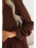 model 21796735 Dámské klasické sako s nabíranými rukávy čokoládové - numoco basic