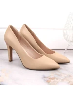 Sergio Leone W SK415B béžové lodičky na podpatku