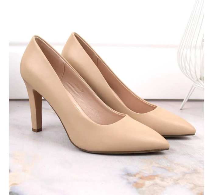 Sergio Leone W SK415B béžové lodičky na podpatku