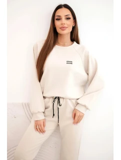 Dámský komplet z viskózy s mikinou a kalhotami béžový