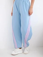 Dámské máslové kalhoty z viskózy s lampasem modré