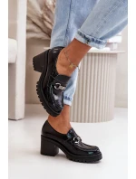 Zazoo 20175 Lakované Polobotky Dámské Na Podpatku Přírodní Kůže Černé