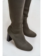 Se Po Kolena Na Podpatku Tmavě Zelené model 21679772 - Boto