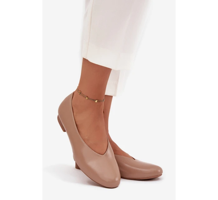 Dámské baleríny z ekokůže na ploché podrážce béžové model 21710674 - Boto Dámské baleríny z ekokůže na ploché podrážce béžové model 21710674 - Boto