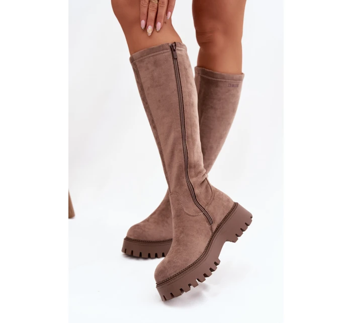 Zateplené dámské kozačky na platformě Big Star model 21821754 béžové - Big Star Shoes